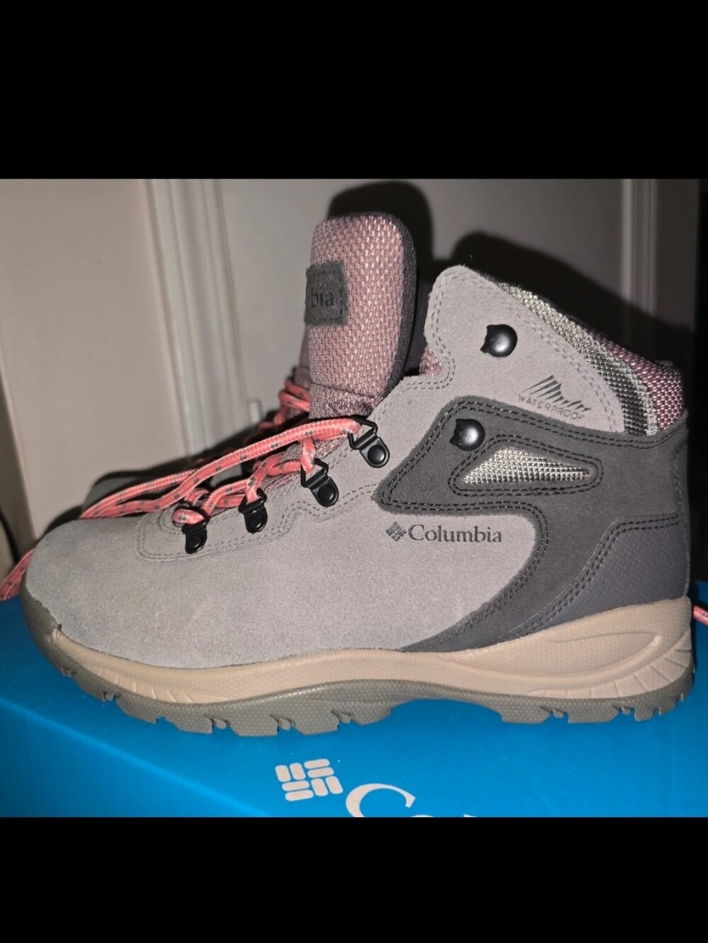 Columbia Women's Gray and Pink Lace-Up Waterproof Hiking Boot